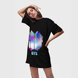 Футболка женская длинная BTS gradient logo, цвет: 3D-принт — фото 2