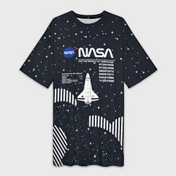 Футболка женская длинная Nasa - облака звёзды, цвет: 3D-принт