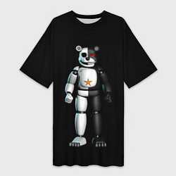 Футболка женская длинная Monokuma and FNAF, цвет: 3D-принт