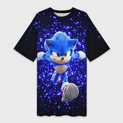 Футболка женская длинная Sonic sequins, цвет: 3D-принт