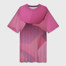 Футболка женская длинная Розовые геометрические фигуры, цвет: 3D-принт