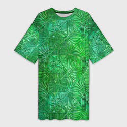 Футболка женская длинная Узорчатый зеленый стеклоблок имитация, цвет: 3D-принт