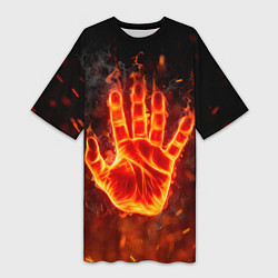 Женская длинная футболка Рука в огне