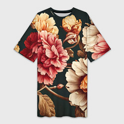 Женская длинная футболка Цветы в стиле рококо