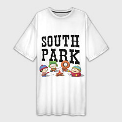 Футболка женская длинная South park кострёр, цвет: 3D-принт