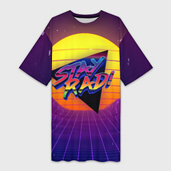 Футболка женская длинная Retro wave sun, цвет: 3D-принт