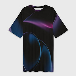 Футболка женская длинная Абстрактные фиолетовые волны, цвет: 3D-принт