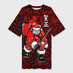 Женская длинная футболка Santa Claus Samurai