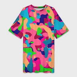 Женская длинная футболка Абстракция в психоделических цветах