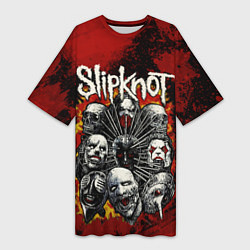 Футболка женская длинная Slipknot rock, цвет: 3D-принт