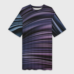 Женская длинная футболка Волнообразные фиолетовые паттерны