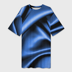 Футболка женская длинная Складки гладкой синей ткани, цвет: 3D-принт