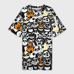 Женская длинная футболка Злобные панды