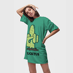 Футболка женская длинная Fucktus cactus, цвет: 3D-принт — фото 2