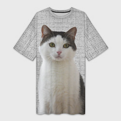 Женская длинная футболка Задумчивый котик