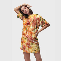 Футболка женская длинная Вкусная пицца, цвет: 3D-принт — фото 2