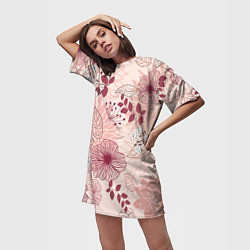Футболка женская длинная Floral pattern, цвет: 3D-принт — фото 2