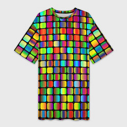 Футболка женская длинная Квадраты градиент, цвет: 3D-принт