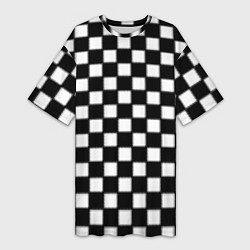 Футболка женская длинная Шахматная доска, цвет: 3D-принт