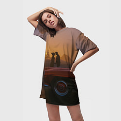 Футболка женская длинная Романтическое свидание, цвет: 3D-принт — фото 2