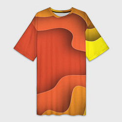 Футболка женская длинная Оранжево-жёлтый разлом, цвет: 3D-принт