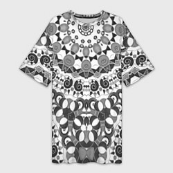Женская длинная футболка Черно-белый этнический узор