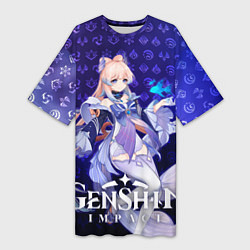 Футболка женская длинная Кокоми элементали, цвет: 3D-принт