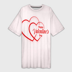 Футболка женская длинная С двумя линиями сердец, цвет: 3D-принт