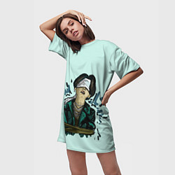 Футболка женская длинная Юнги, цвет: 3D-принт — фото 2