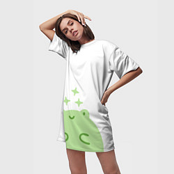 Футболка женская длинная Лягушка большая, цвет: 3D-принт — фото 2