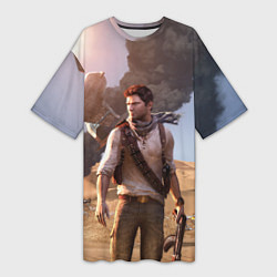 Футболка женская длинная Uncharted 3, цвет: 3D-принт