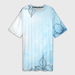 Футболка женская длинная Морозные узоры, цвет: 3D-принт