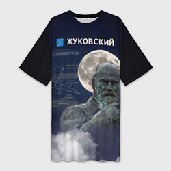 Футболка женская длинная Город Жуковский - наукоград, цвет: 3D-принт