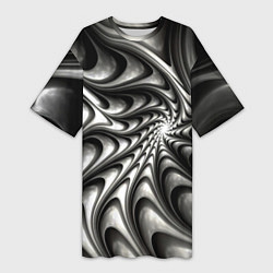 Футболка женская длинная Abstract fractal grey, цвет: 3D-принт