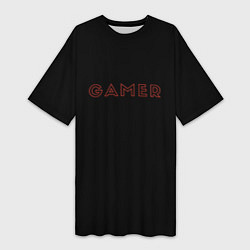 Женская длинная футболка Красная надпись gamer