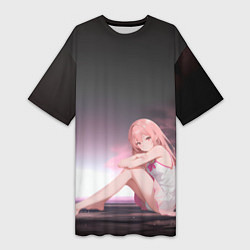 Футболка женская длинная Девушка в ночном лесу-арт, цвет: 3D-принт