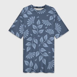 Футболка женская длинная Цветочный набор с насекомыми, цвет: 3D-принт