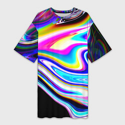 Футболка женская длинная Неоновые размытые краски, цвет: 3D-принт
