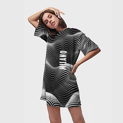 Футболка женская длинная Авангардный фрактальный паттерн - Милан, цвет: 3D-принт — фото 2