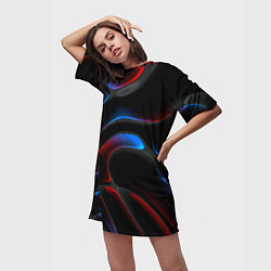 Футболка женская длинная Neon colors drops of liquid, цвет: 3D-принт — фото 2