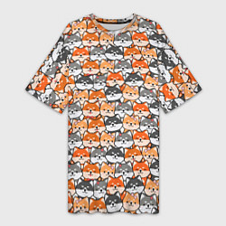 Футболка женская длинная Dog pattern, цвет: 3D-принт