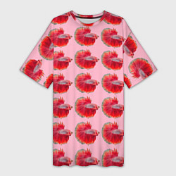 Футболка женская длинная Рыбка петушок, цвет: 3D-принт