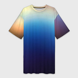 Футболка женская длинная Blue gradient colors, цвет: 3D-принт