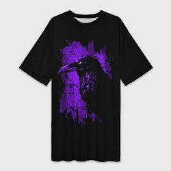 Футболка женская длинная Dark purple raven, цвет: 3D-принт