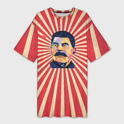 Футболка женская длинная Сталин полигональный, цвет: 3D-принт