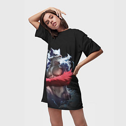 Футболка женская длинная Фенрир Фэру, цвет: 3D-принт — фото 2
