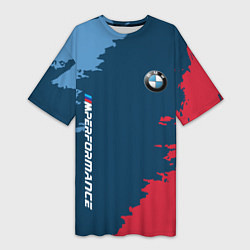 Футболка женская длинная BMW m performance grunge, цвет: 3D-принт