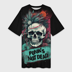 Футболка женская длинная Punks not dead, цвет: 3D-принт