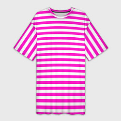 Женская длинная футболка Ярко-розовые полосы