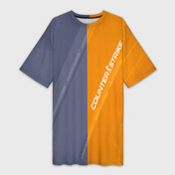 Женская длинная футболка Counter Strike 2 Blue Orange Pattern